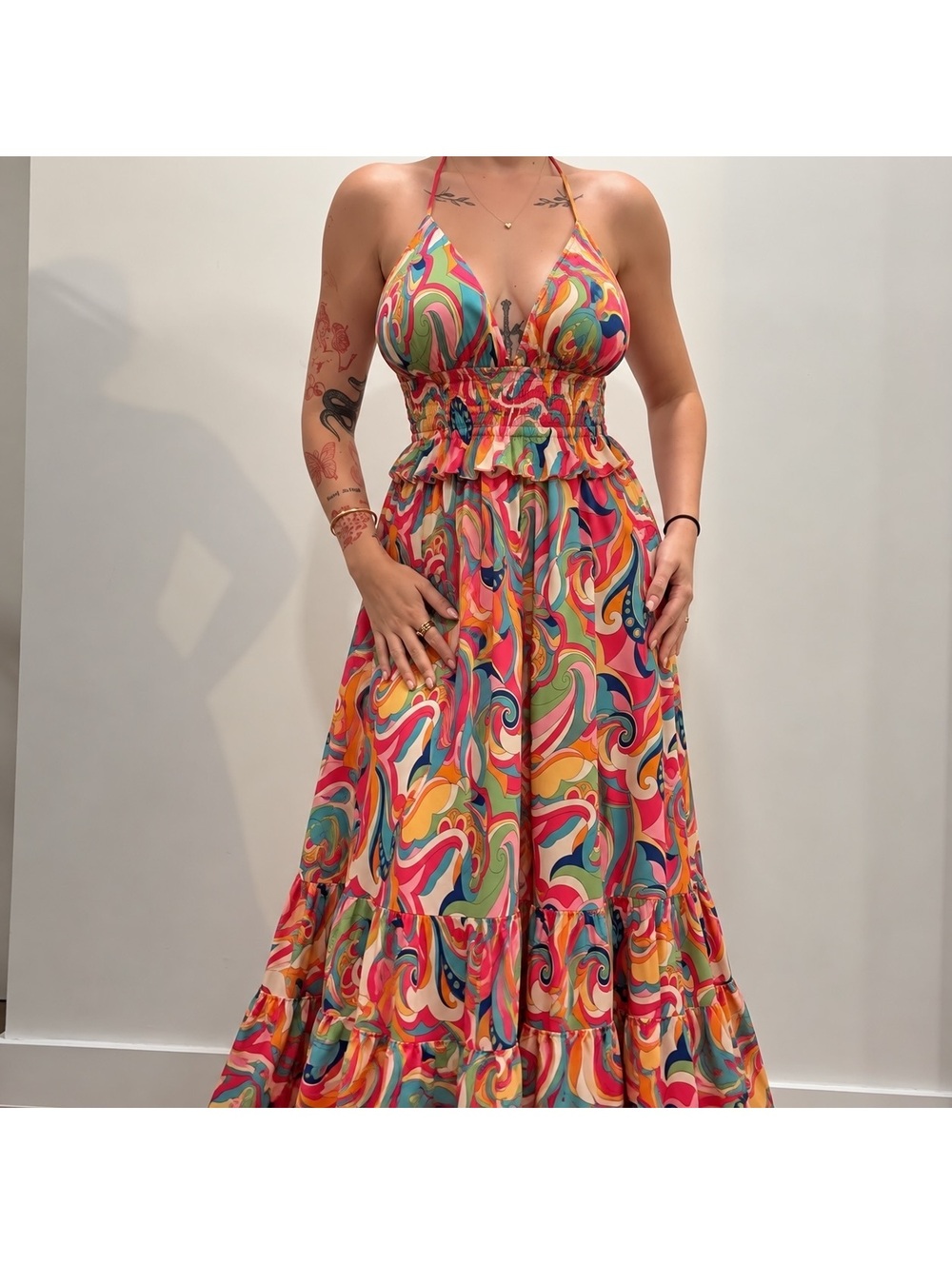 Y2K Halter Maxi Dress
